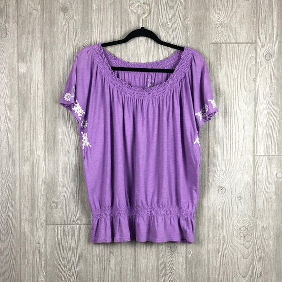 Merona Tops - Merona Purple Embroidered Shirt  Plus size XXL